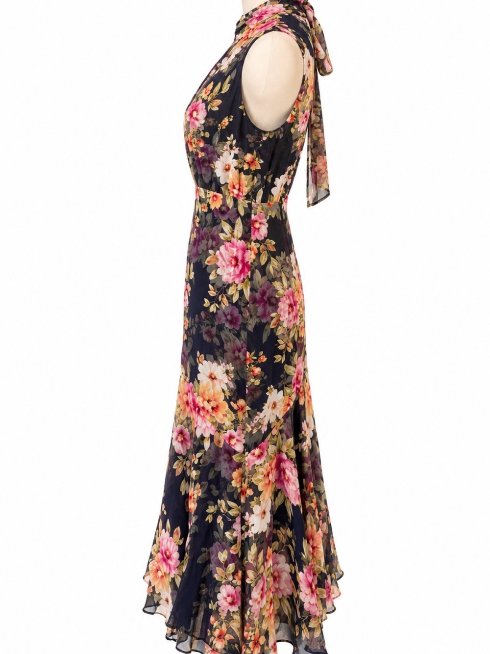 Yumi Kim Black Floral Halter Midi Dress with Pink Blooms - Picture 4 of 7